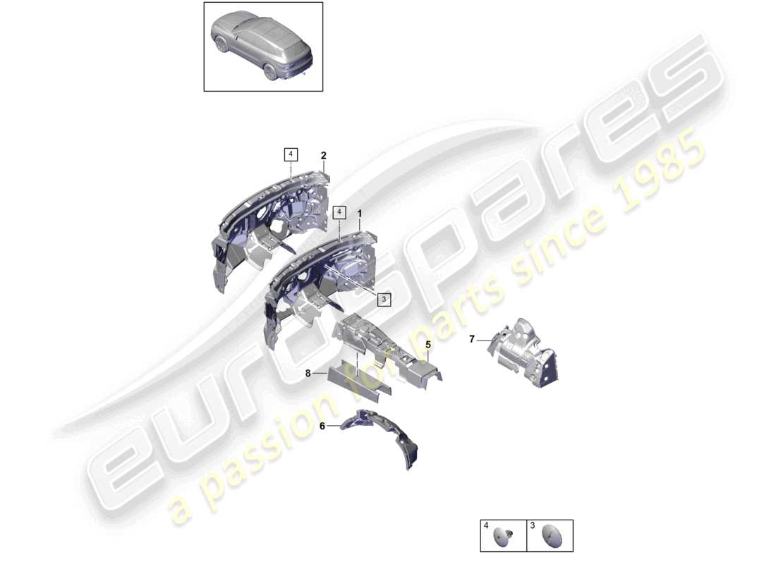porsche 2024 (cayenne e3 9ya/9yb) sound absorber damping for vehicle interior part diagram
