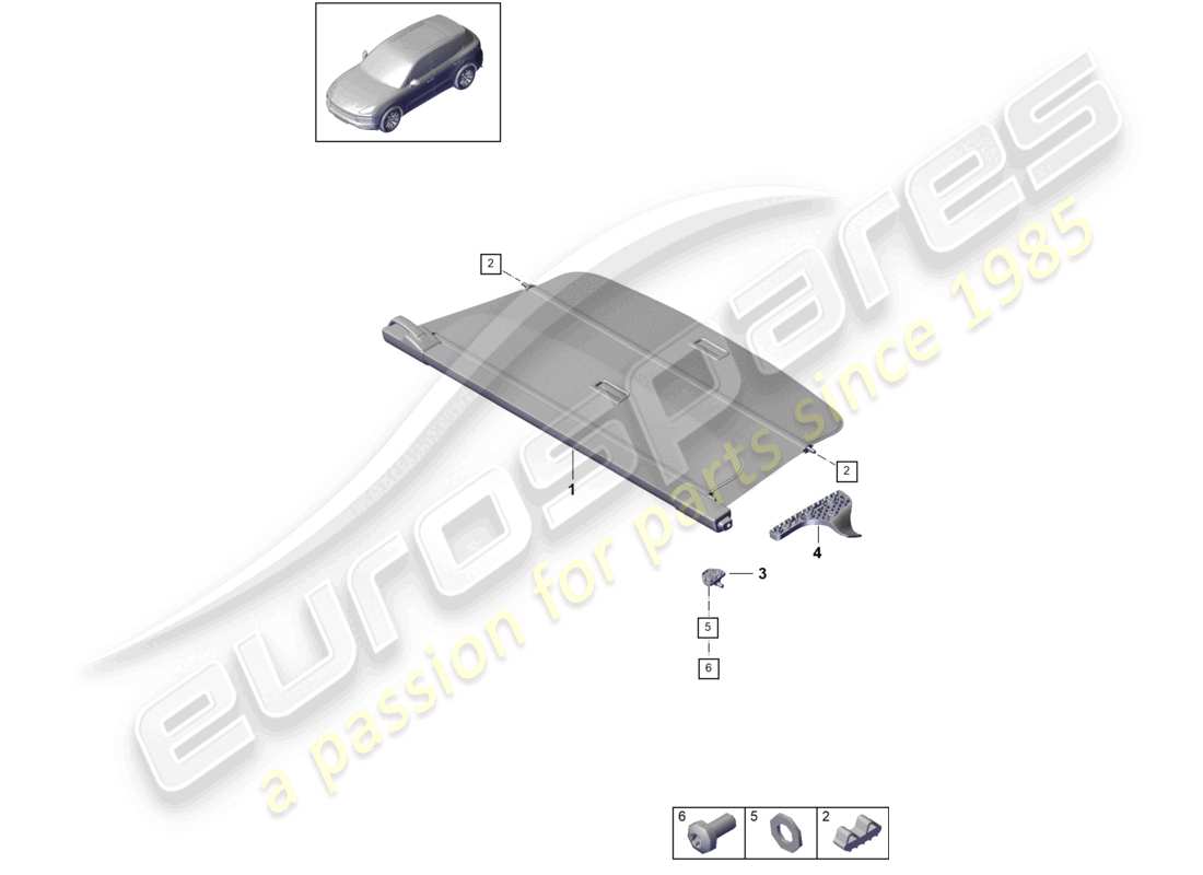 porsche 2024 (cayenne e3 9ya/9yb) cover tray part diagram