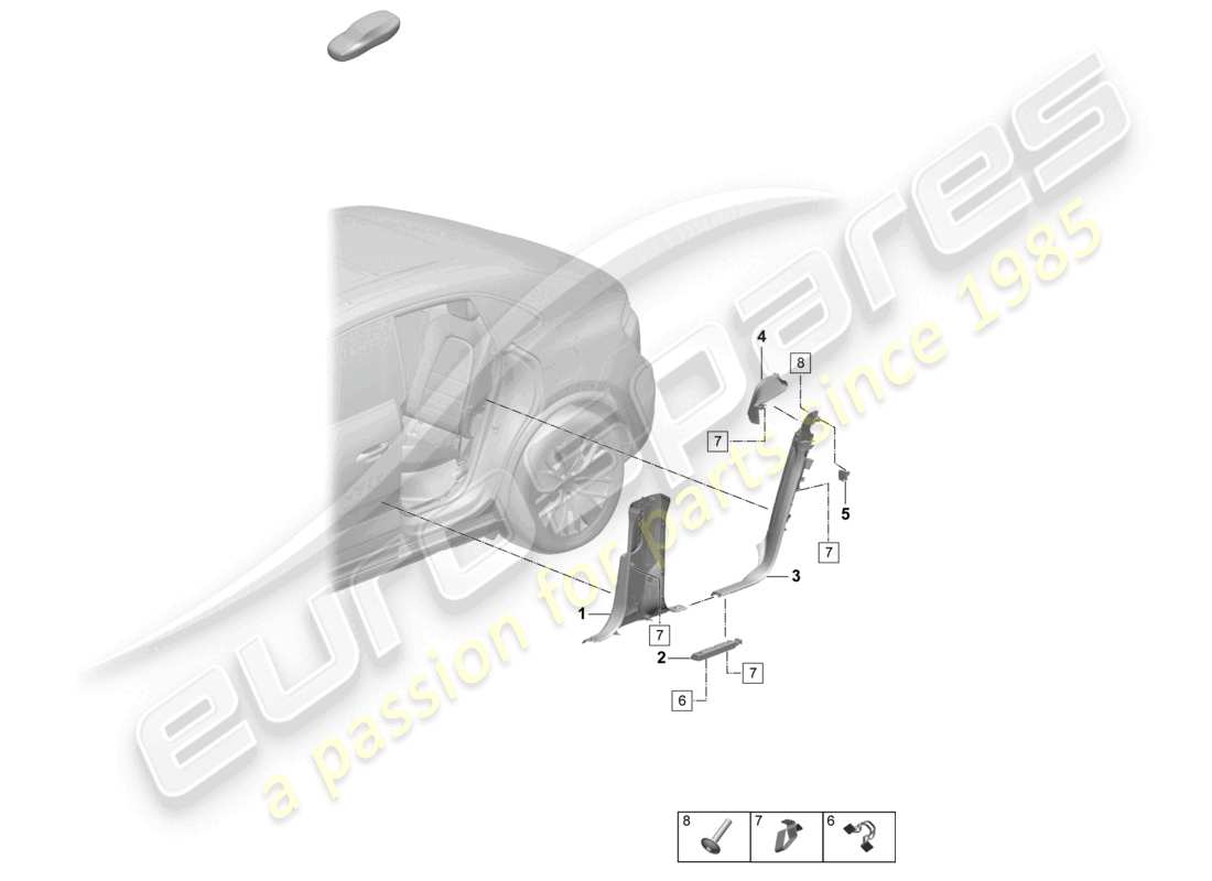 porsche 2025 (macan-e) tread trim rear b-pillar c-pillar accessories part diagram
