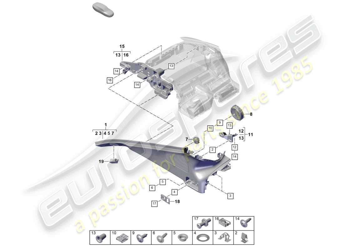 porsche 2025 (panamera 976) d-pillar trim luggage compartment part diagram
