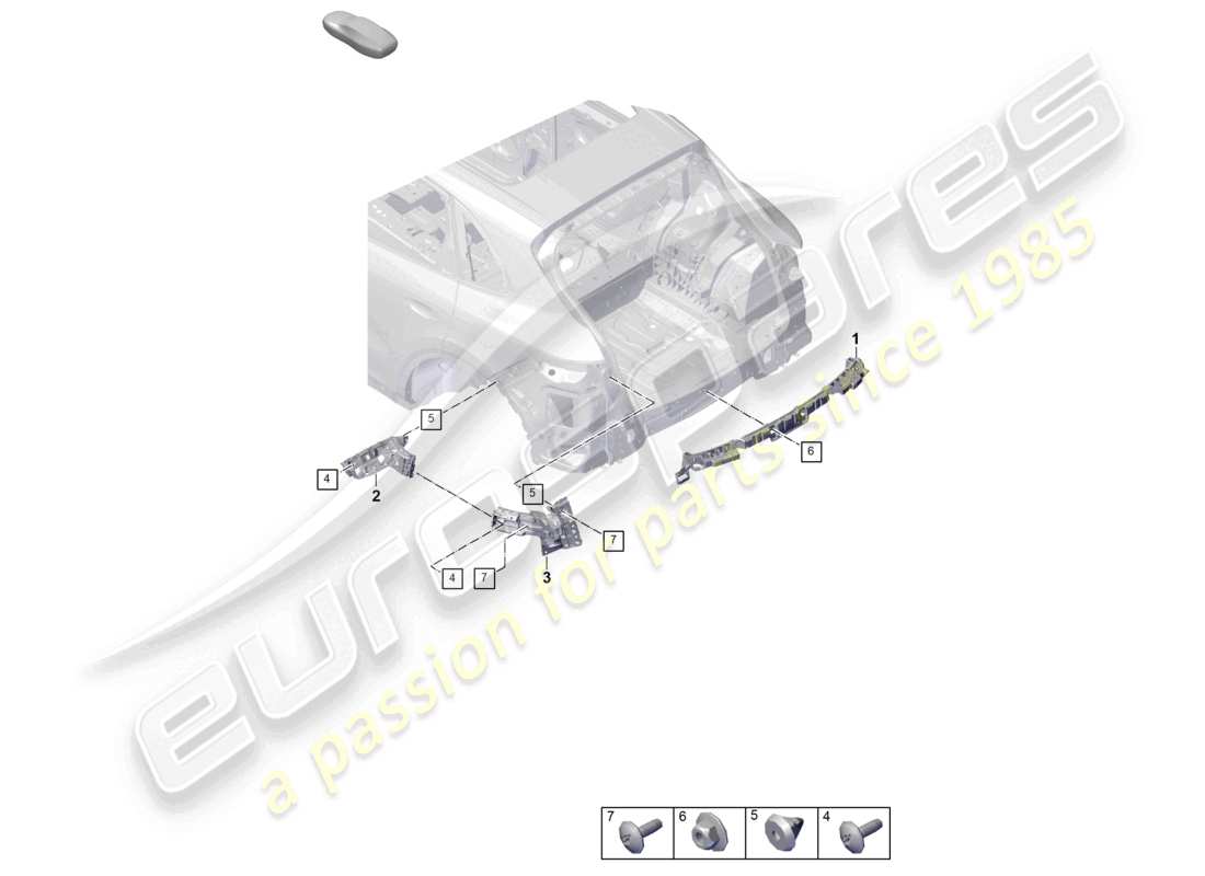 porsche 2023 (cayenne e3 pa) fasteners rear bumper for veh. fitted with standard exhaust system for the series part diagram