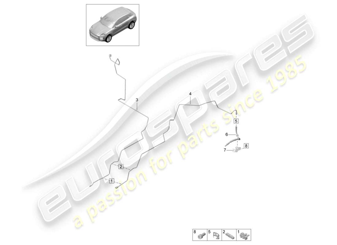 porsche 2021 (macan) brake line center underbody rear parts diagram