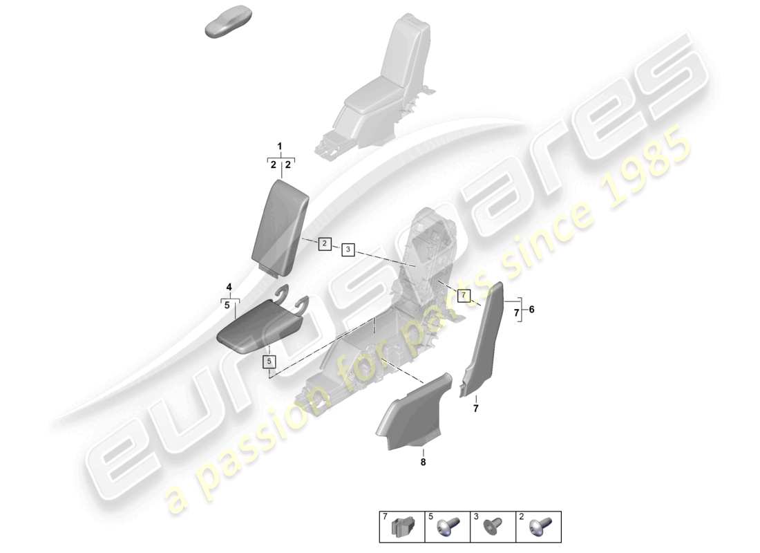 porsche 2024 (panamera 976) centre console rear cover business side trim panels part diagram