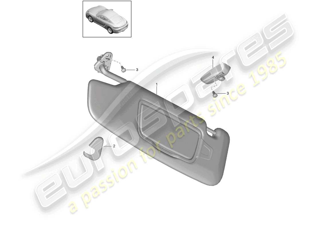 porsche 2021 (718 cayman) sun vizors part diagram
