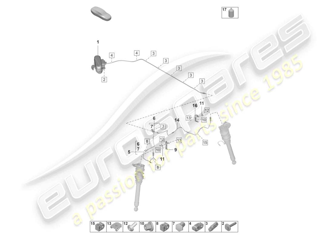 porsche 2024 (992-2 gt3/rs/st) adaptive suspension hydraulic line part diagram