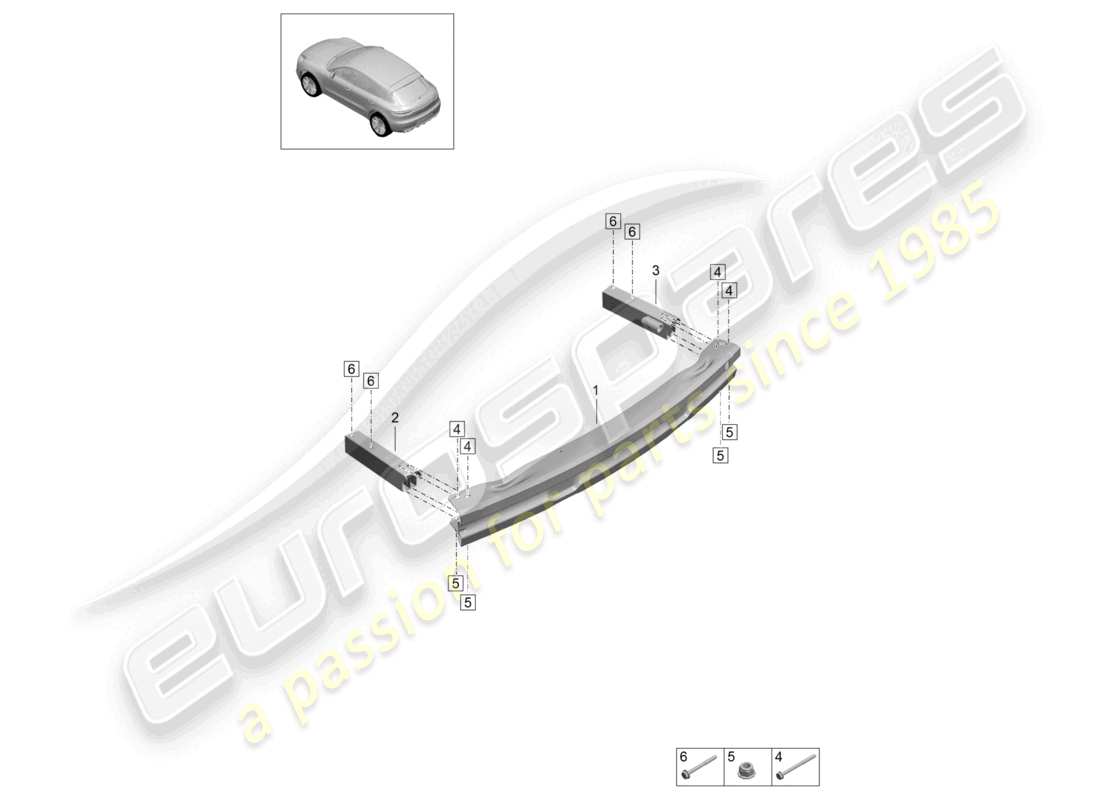 porsche 2021 (macan) bumper carrier rear parts diagram