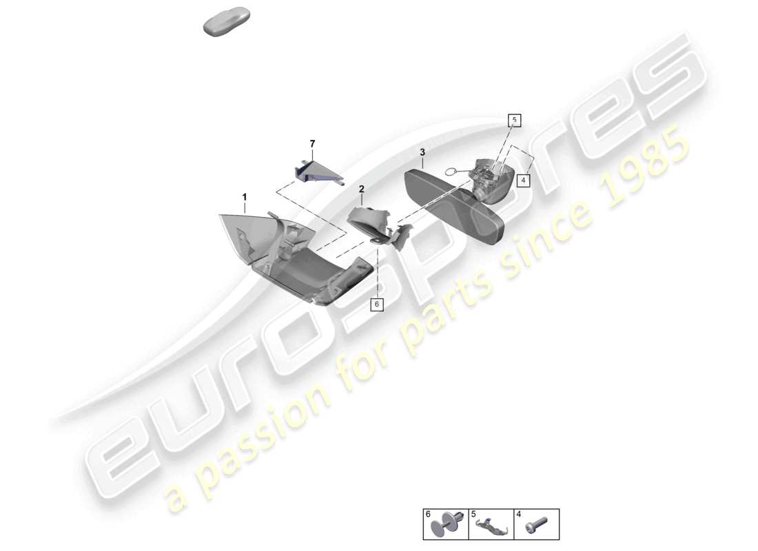 porsche 2024 (panamera 976) interior mirror accessories part diagram