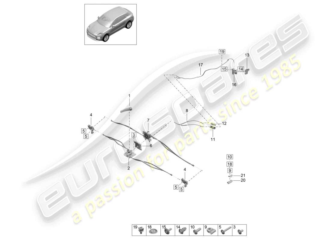 porsche 2021 (macan) cover front lock parts diagram