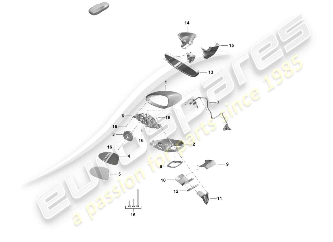 porsche 2024 (718 boxster spyder) exterior mirror interior mirror part diagram