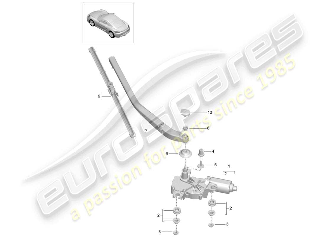 porsche 2022 (718 cayman) rear window wiper part diagram