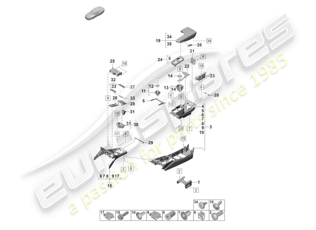 porsche 2021 (panamera 971-2) centre console part diagram