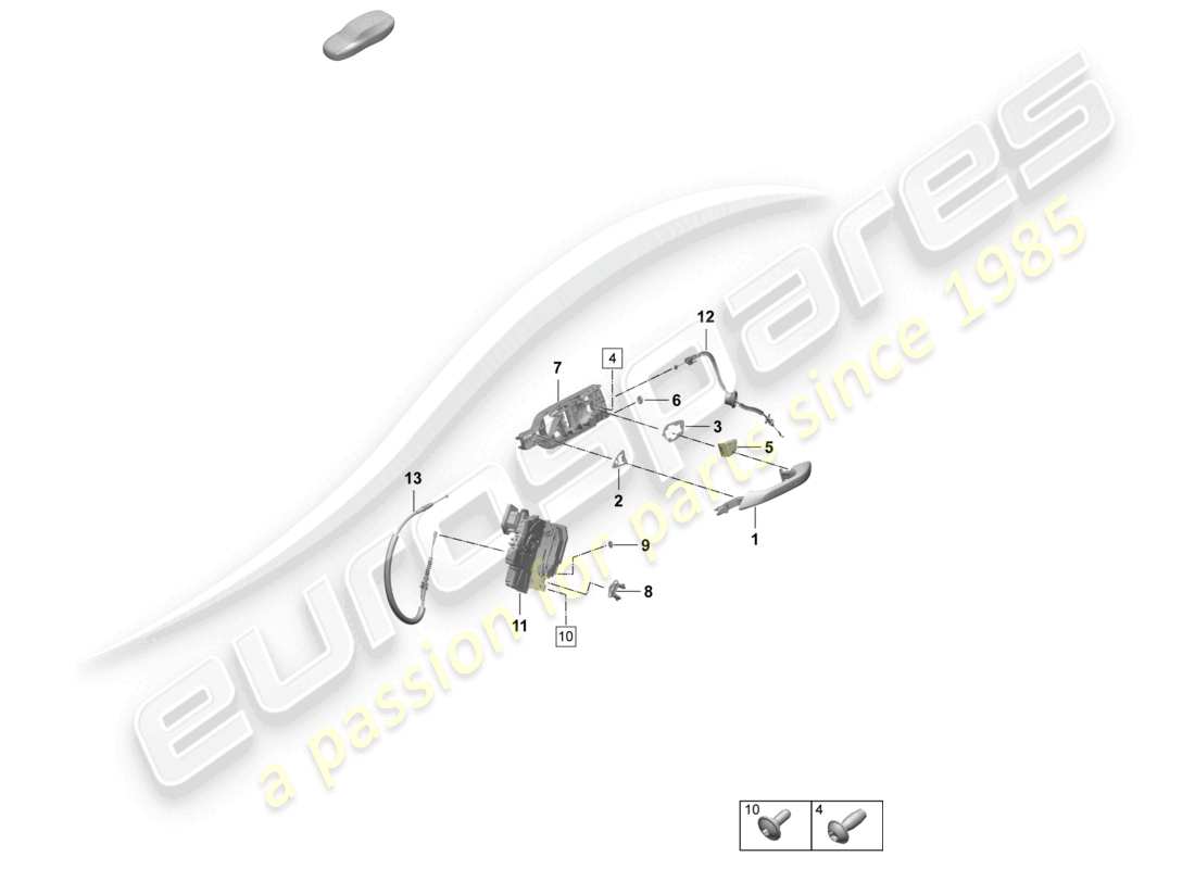 porsche 2024 (macan-e) door handles rear door lock accessories part diagram