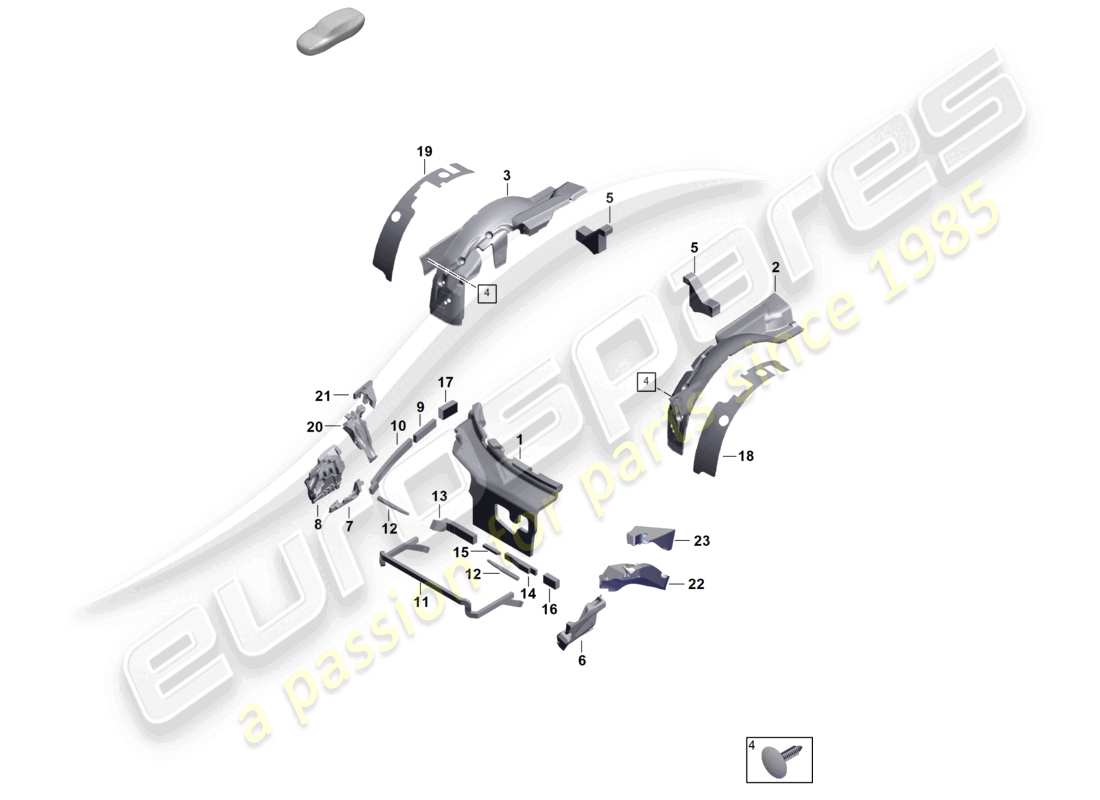porsche 2025 (992-2 gt3) sound absorber damping body part diagram