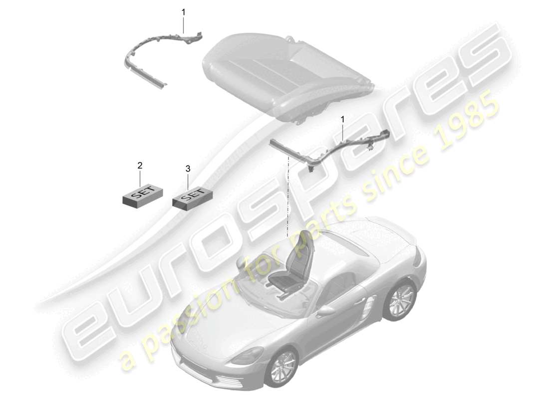 porsche 2024 (718 boxster) seat padding frame sports seat plus repair set seat occupied recognition part diagram