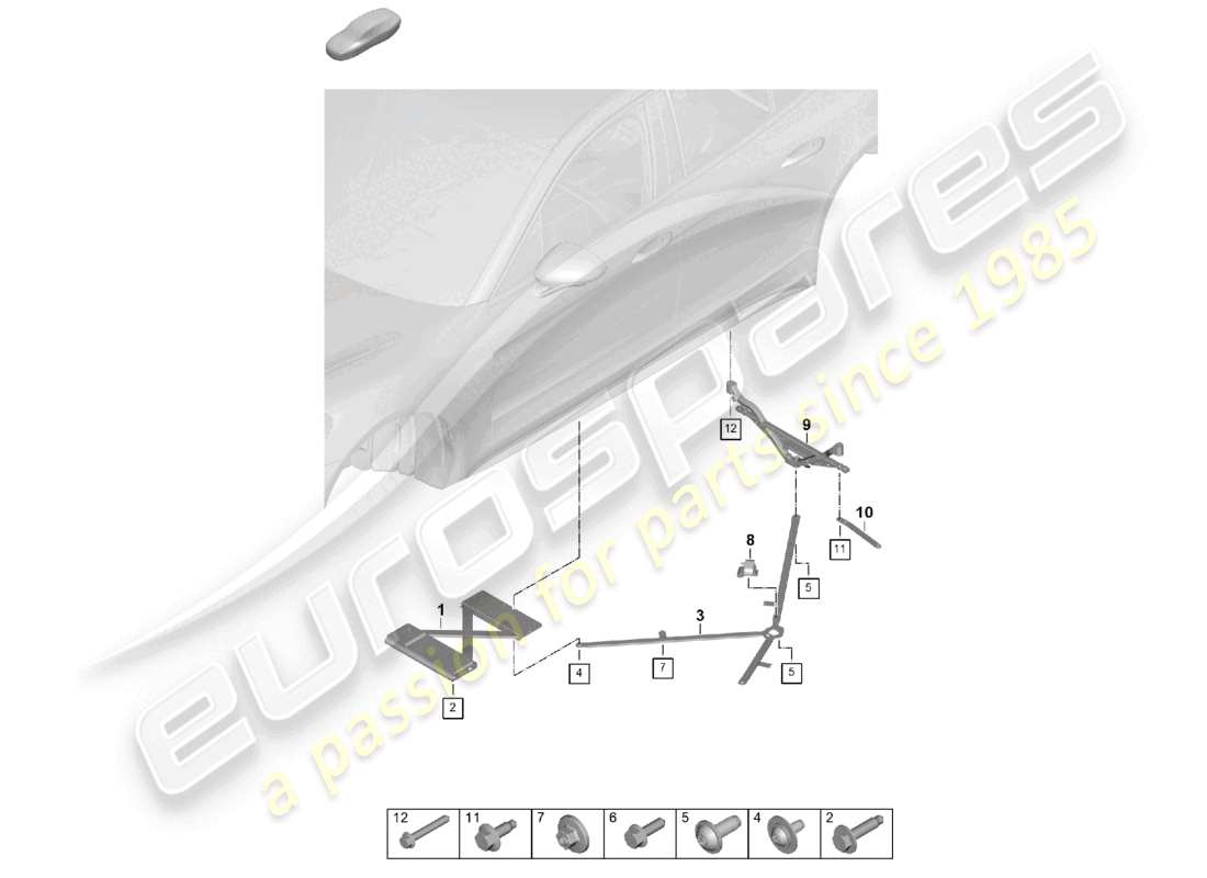 porsche 2025 (panamera 976) dome strut tunnel rear end part diagram