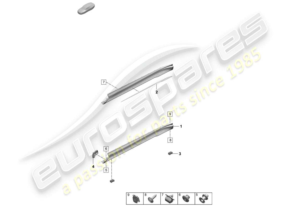 porsche 2026 (taycan 9j1-2) side member trim accessories part diagram