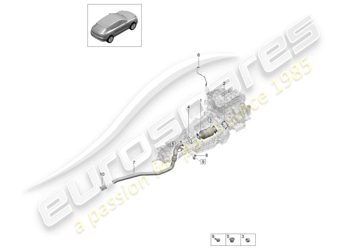 porsche 2021 (macan) catalytic converter lambda probe parts diagram