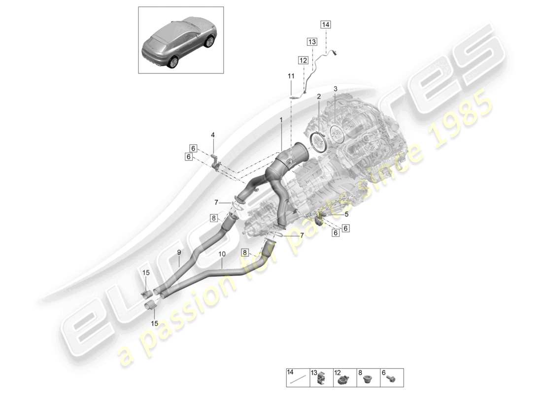 porsche 2021 (macan) catalytic converter lambda probe parts diagram
