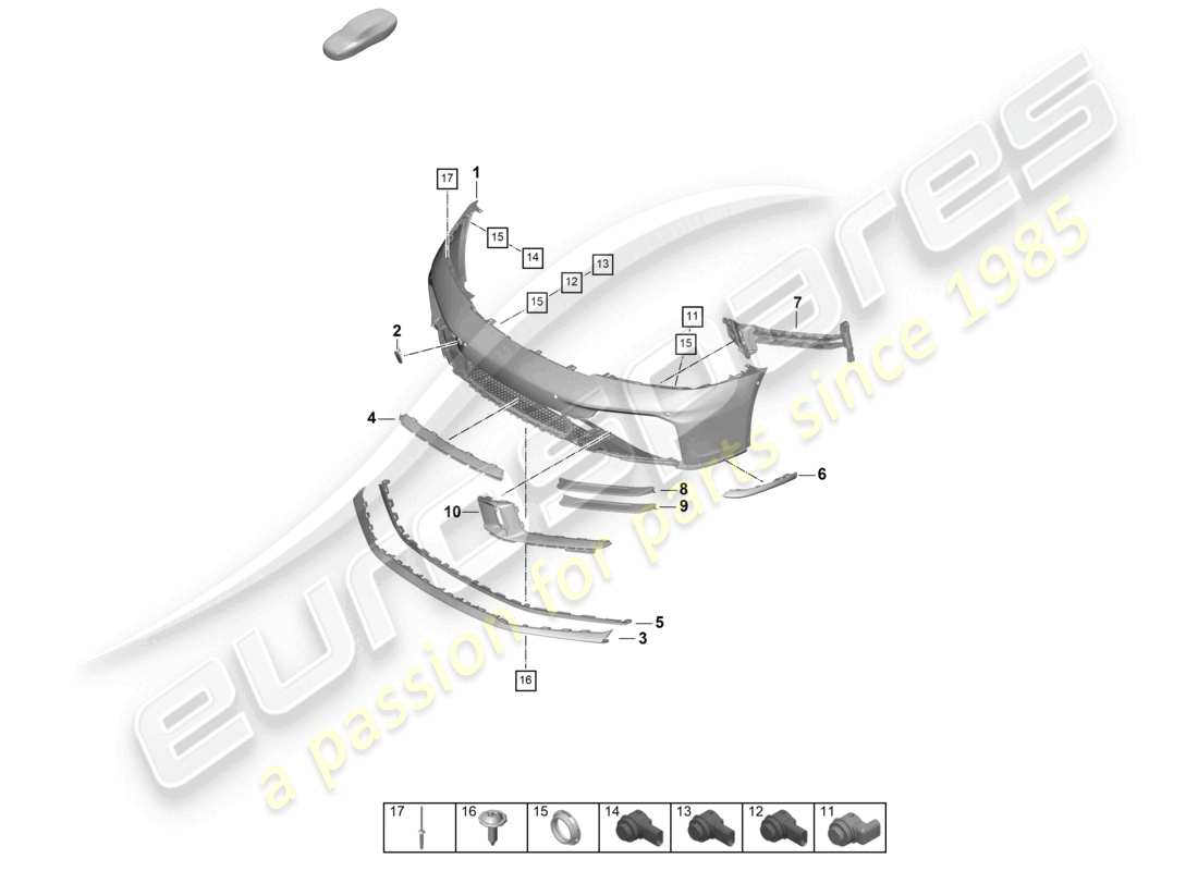 porsche 2024 (992-2) bumper front sport design package part diagram