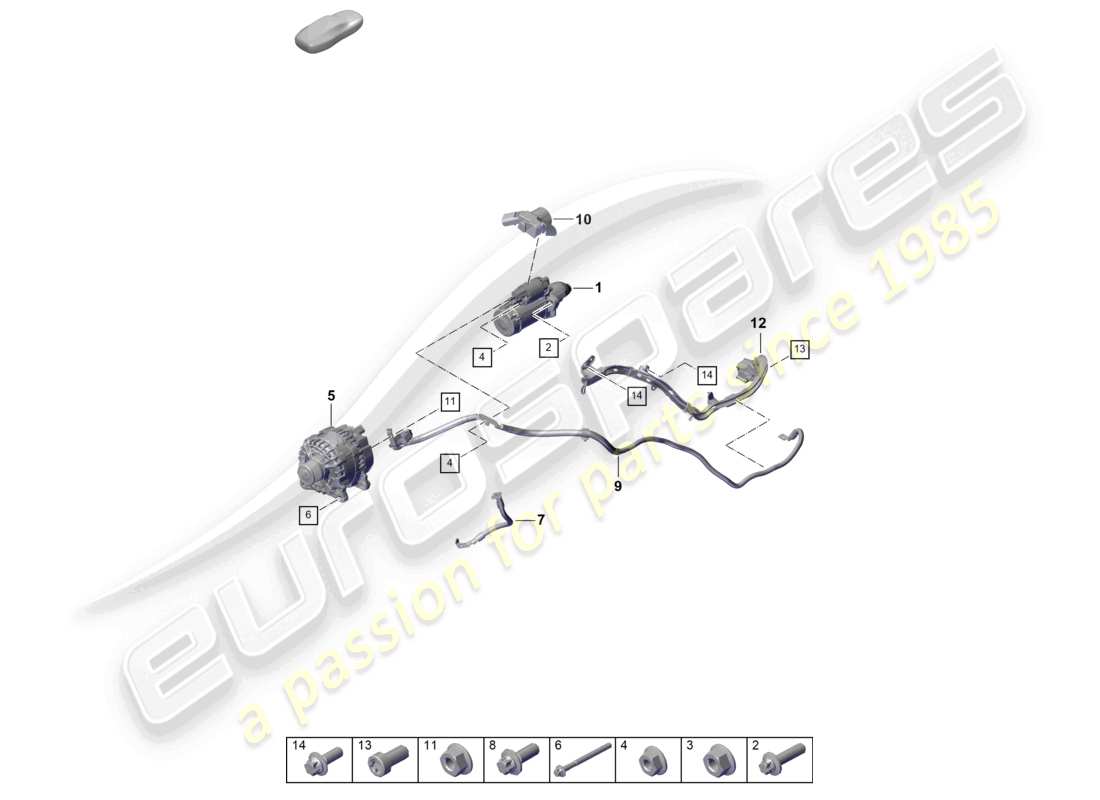 porsche 2024 (992-2) starter alternator part diagram