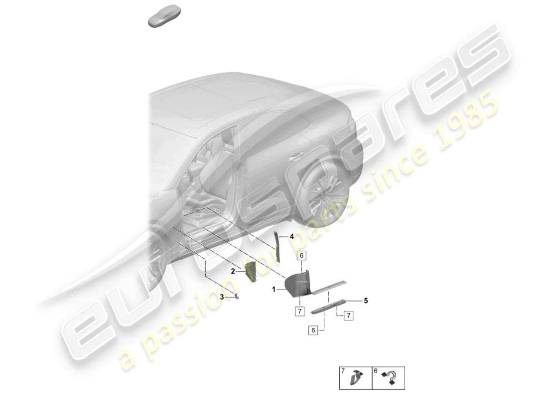 porsche 2025 (macan-e) tread trim front a-pillar accessories part diagram