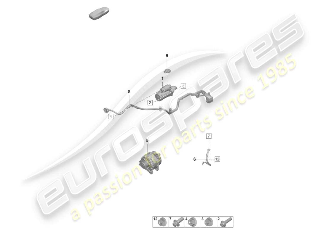 porsche 2023 (992-1 gt3/rs/st) starter alternator part diagram