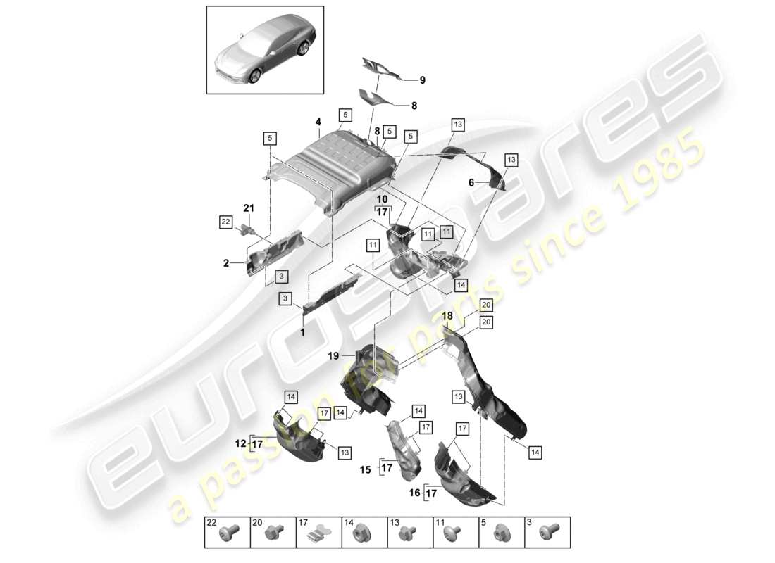 porsche 2021 (panamera 971-1) exhaust system heat insulation air guide channel fa. isolite ghj m cvd 002 301>> part diagram