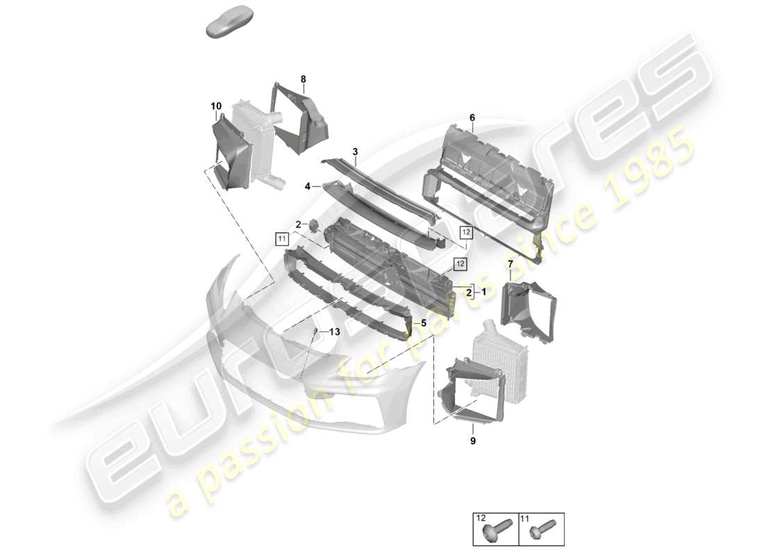 porsche 2025 (panamera 976) air guide and disc pack part diagram