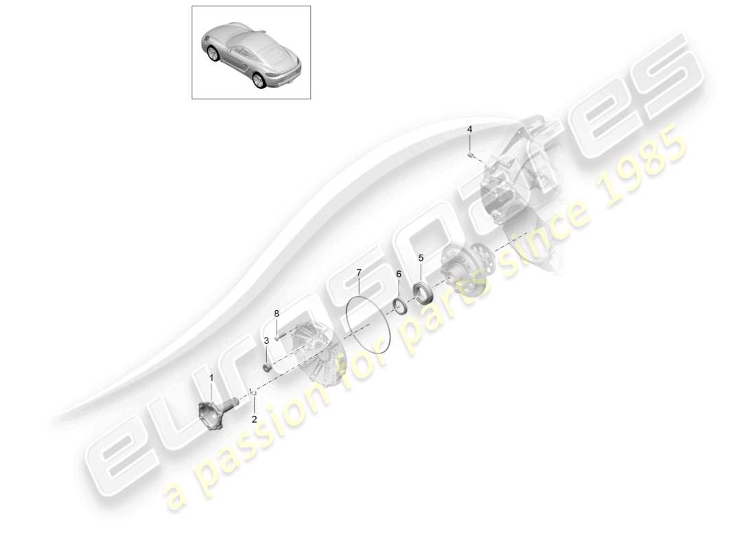 porsche 2022 (718 cayman) manual gearbox individual parts limited slip differential drive flange part diagram