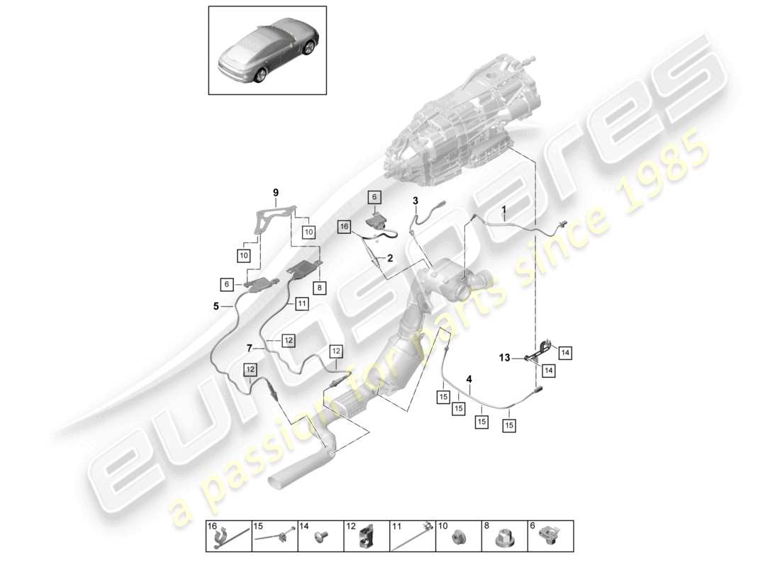 porsche 2021 (panamera 971-1) exhaust system exhaust gas treatment system sensors part diagram