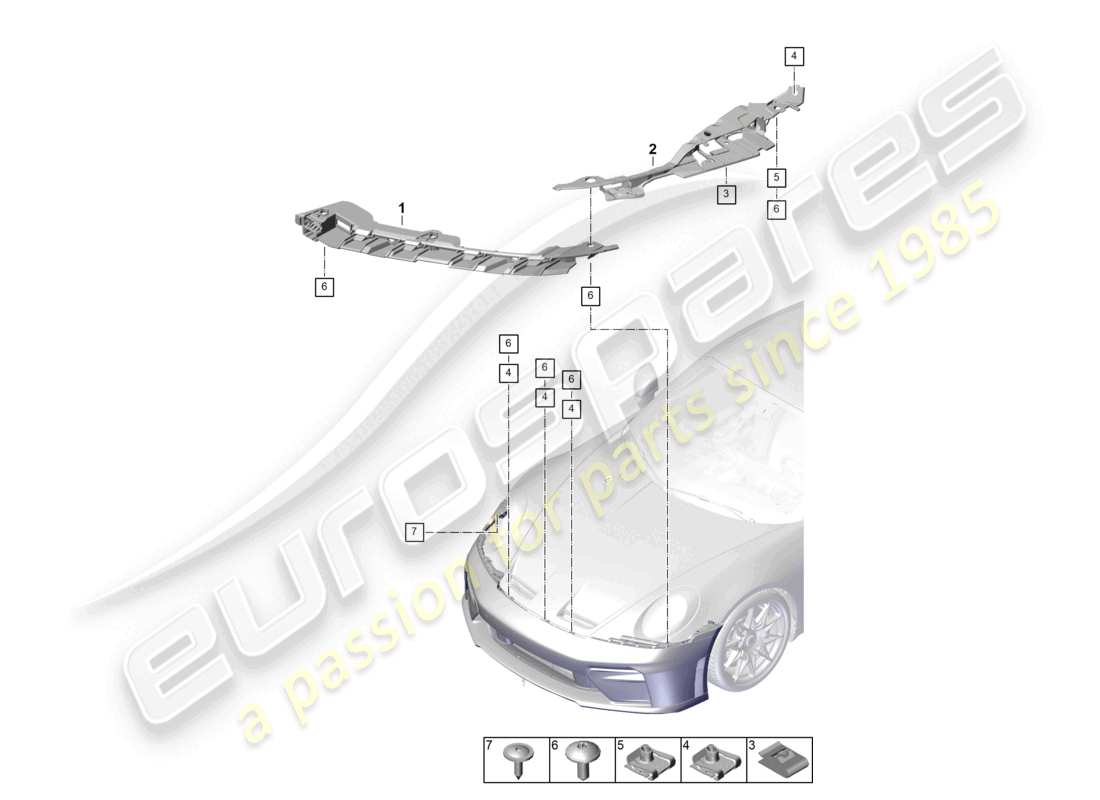 porsche 2026 (992-2 gt3) bumper fasteners part diagram