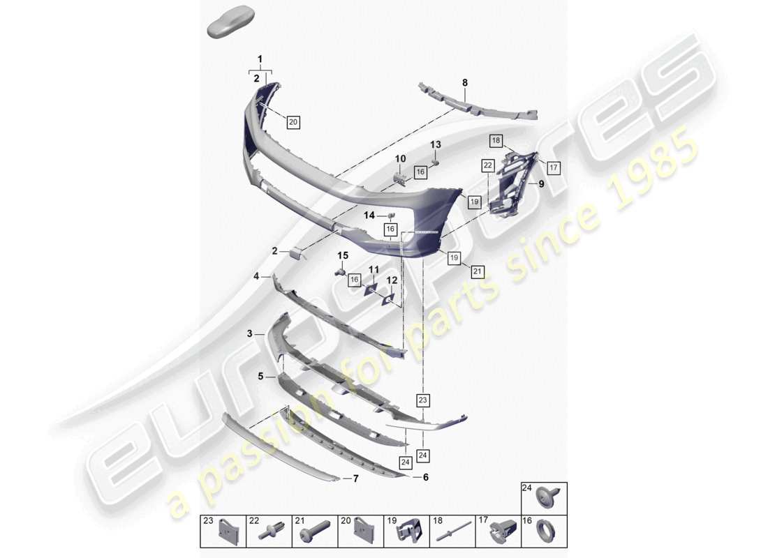 porsche 2025 (cayenne e3 pa) bumper front part diagram