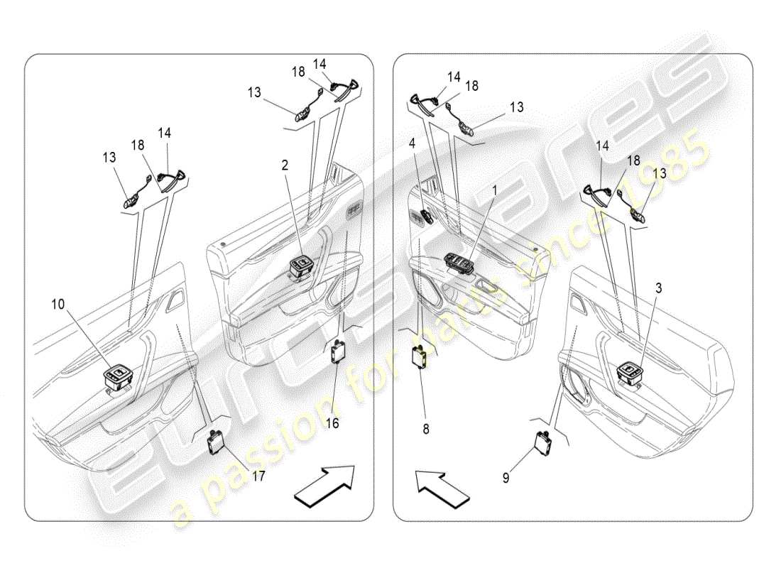 maserati ghibli (2021) door devices part diagram