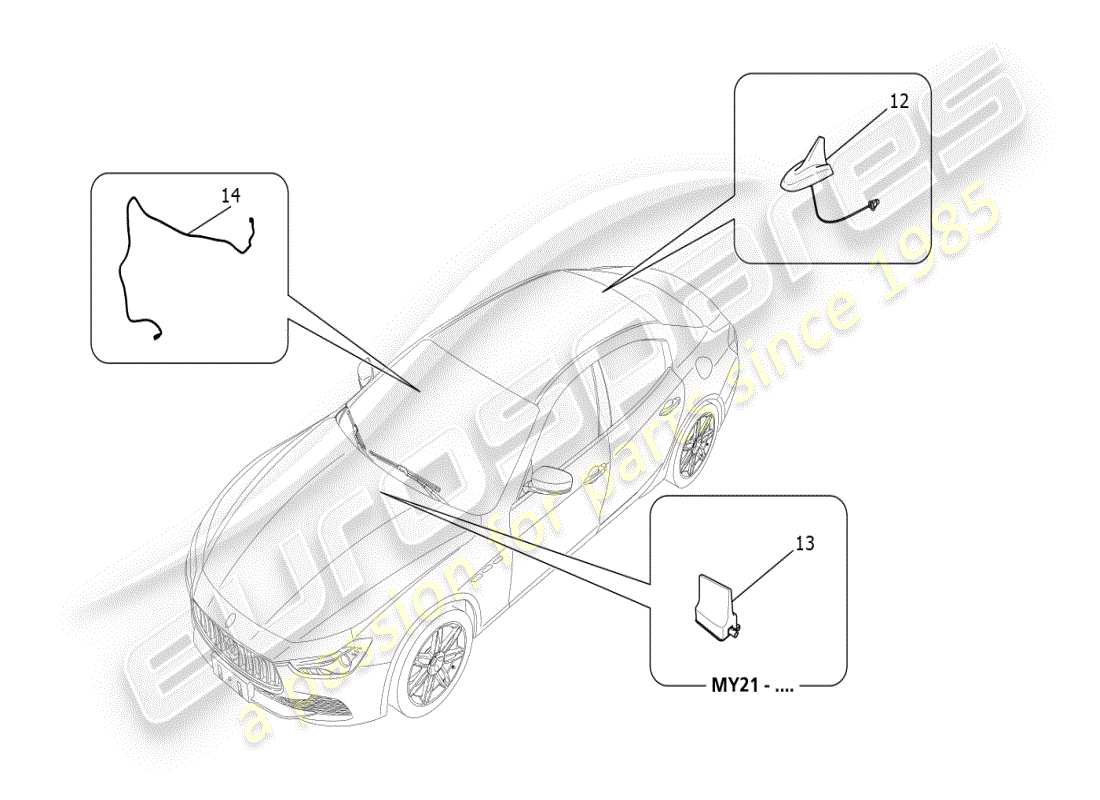 maserati ghibli (2021) reception and connection system part diagram