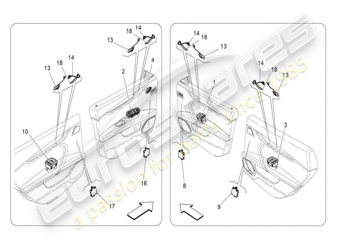 maserati ghibli (2021) door devices part diagram