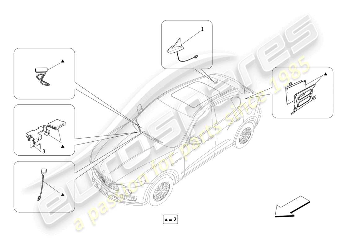 maserati levante modena (2022) reception and connection system parts diagram