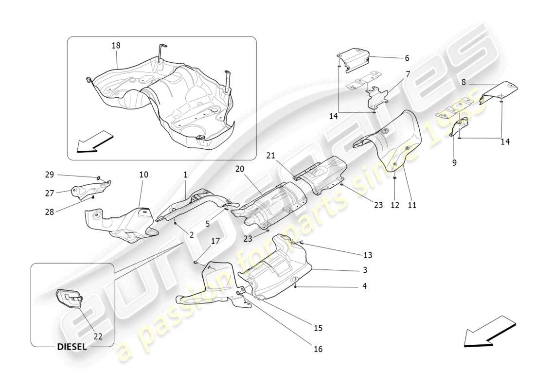 maserati levante trofeo (2020) thermal insulating panels parts diagram