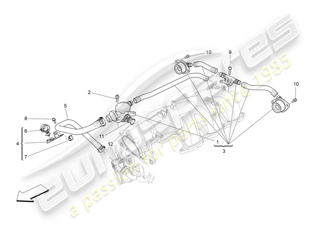 maserati ghibli (2018) oil vapour recirculation system parts diagram