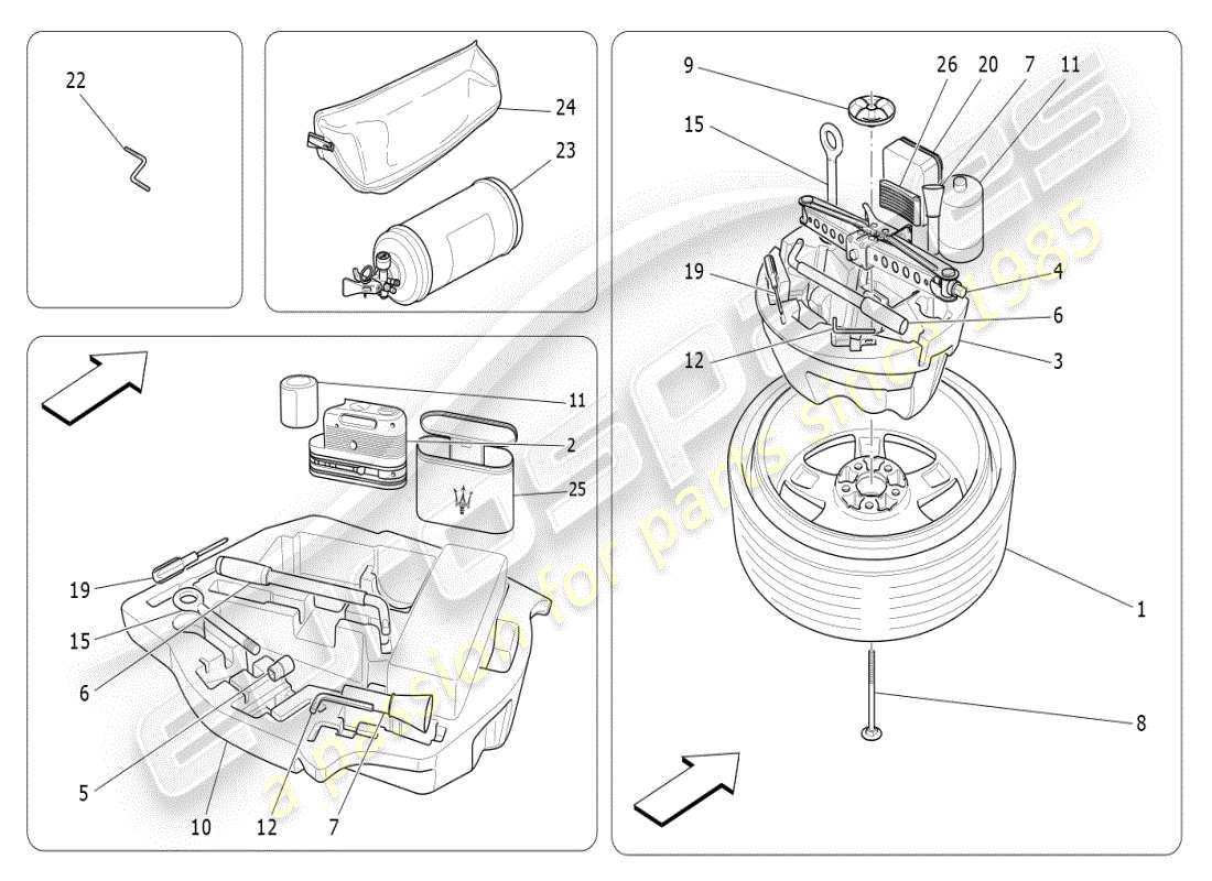 maserati ghibli (2021) standard provided part diagram