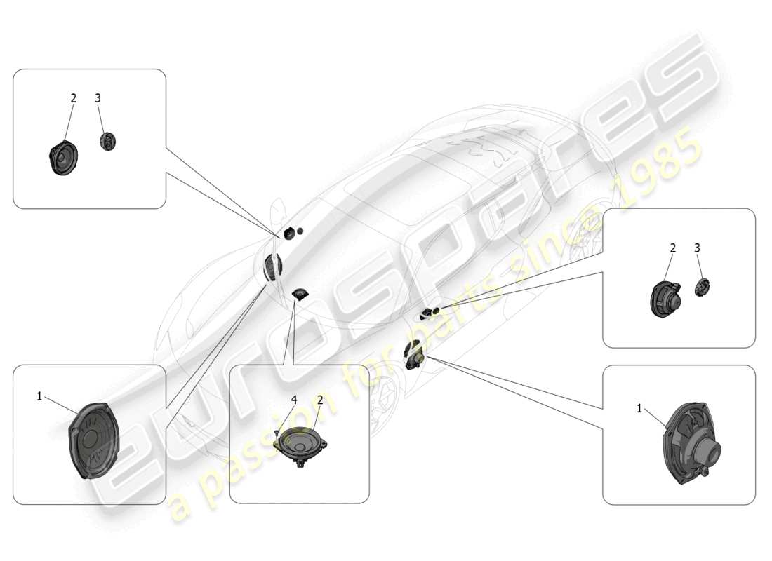 maserati mc20 (2022) sound diffusion system part diagram