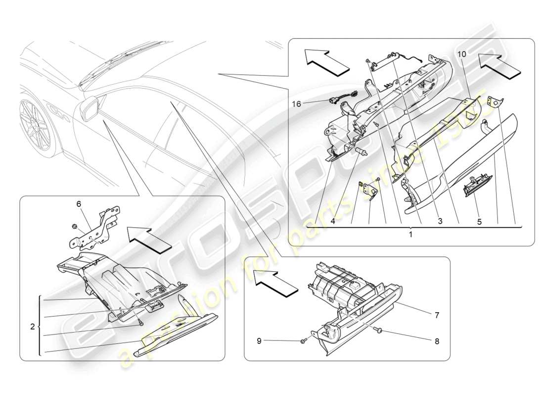 maserati ghibli (2018) glove compartments part diagram