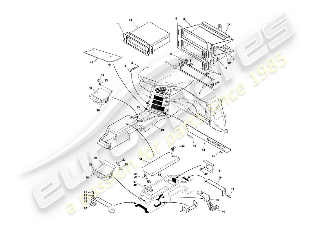 a part diagram from the aston martin v8 volante parts catalogue