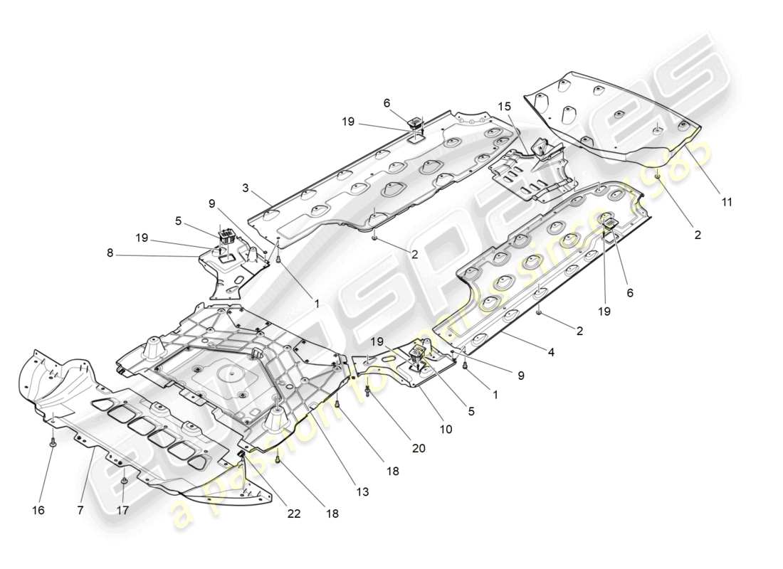 maserati ghibli fragment (2022) underbody and underfloor guards parts diagram