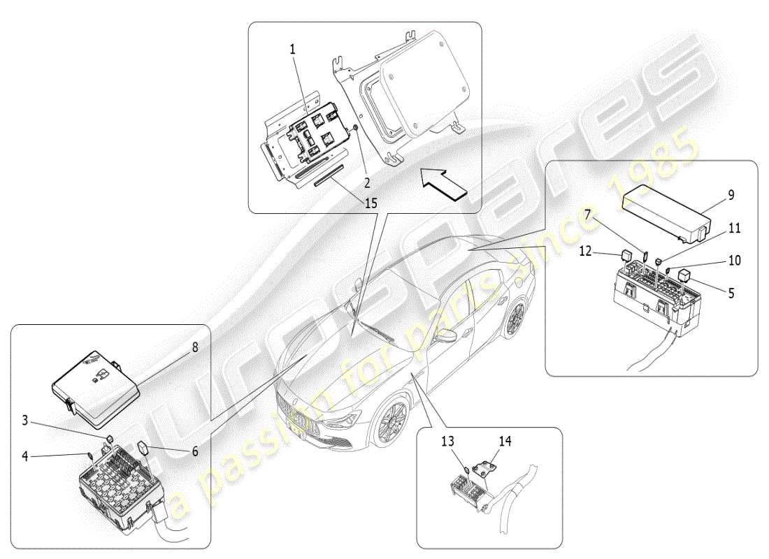 maserati ghibli (2021) relays, fuses and boxes part diagram