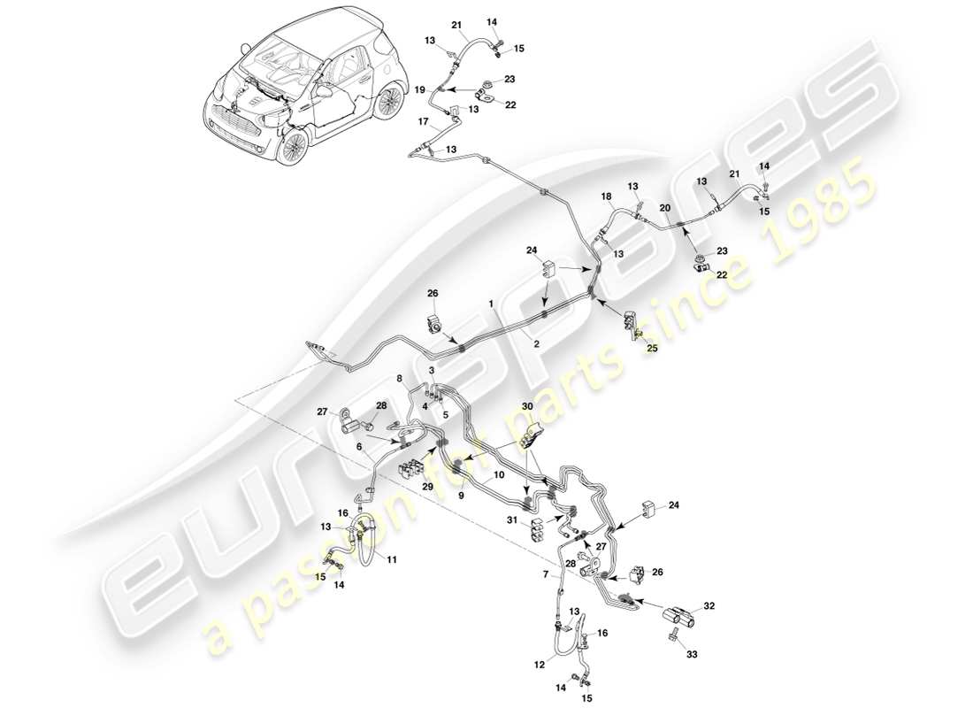 a part diagram from the aston martin cygnet parts catalogue