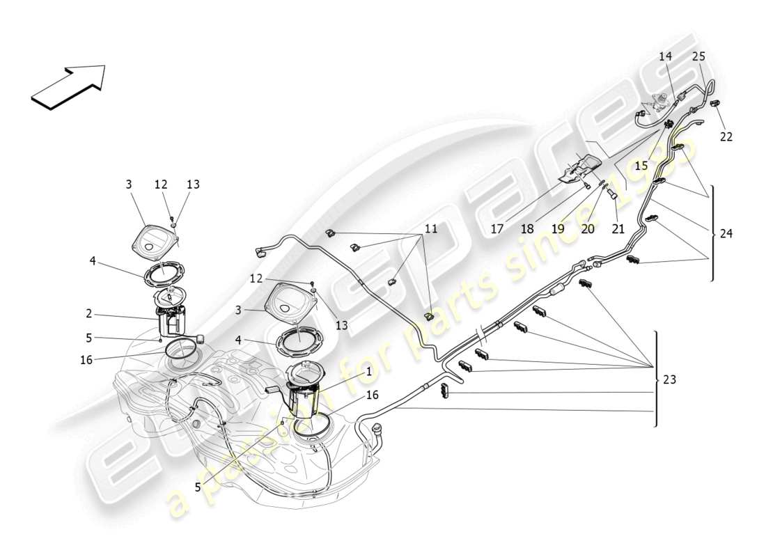 a part diagram from the maserati ghibli (2017 onwards) parts catalogue
