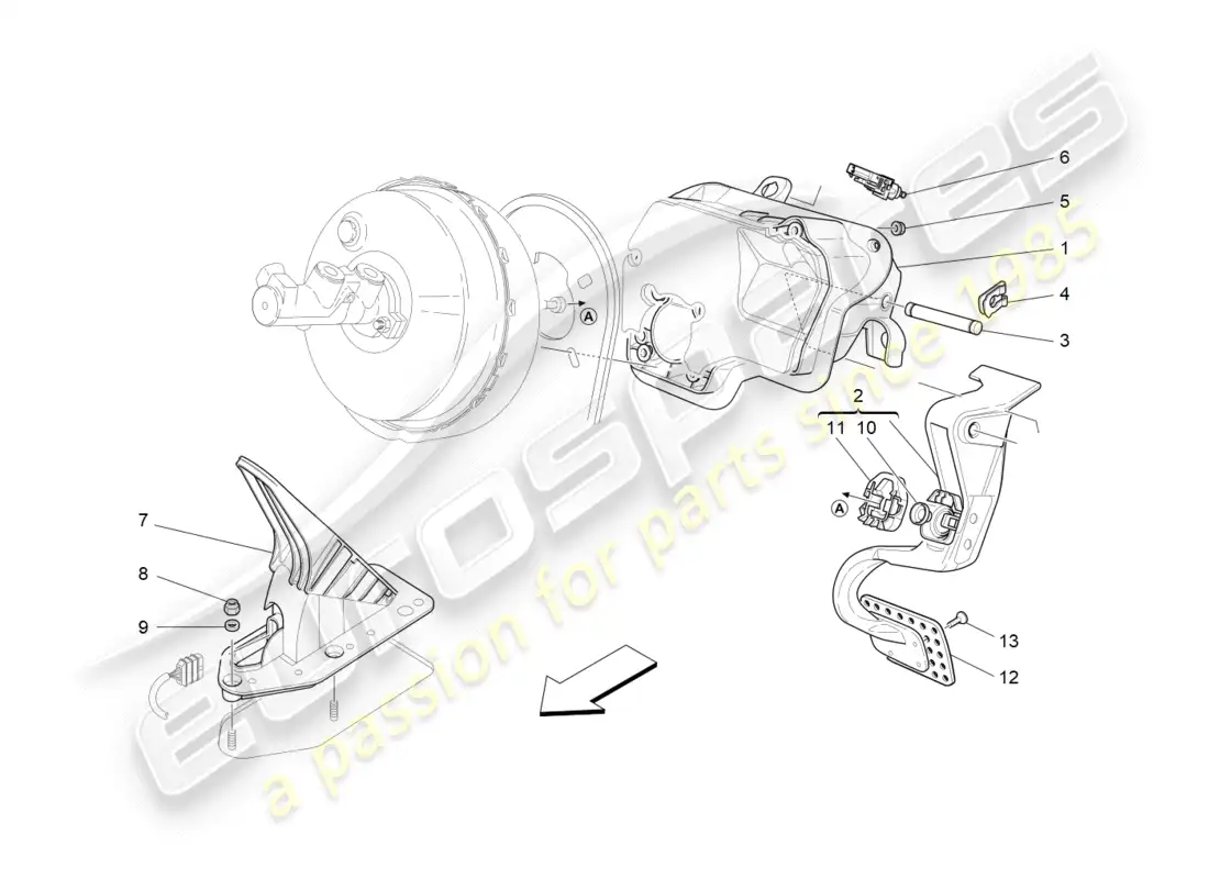 a part diagram from the maserati quattroporte m156 (2014 onwards) parts catalogue