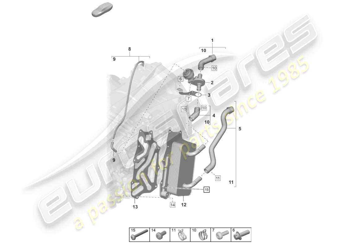 porsche 2026 (992-2 turbo / s) 8-speed dual clutch gearbox - pdk - cooling system for gear oil part diagram