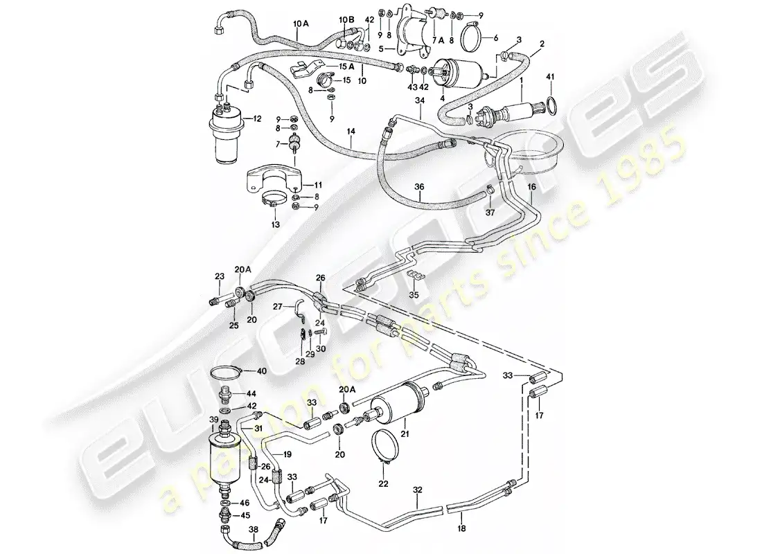 porsche 1980 (924) fuel system parts diagram