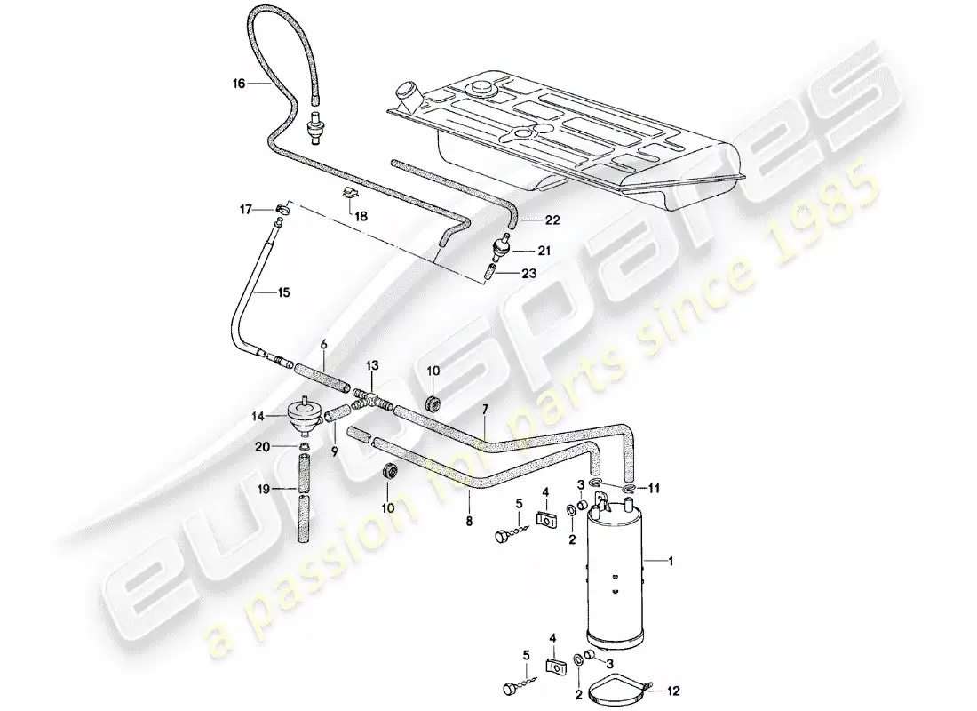 porsche 1980 (924) evaporative emission canister parts diagram